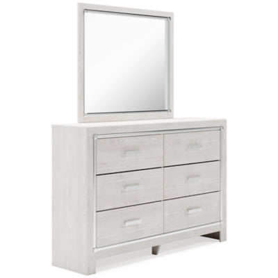 Altyra King Panel Bookcase Bed, Dresser and Mirror  (White)