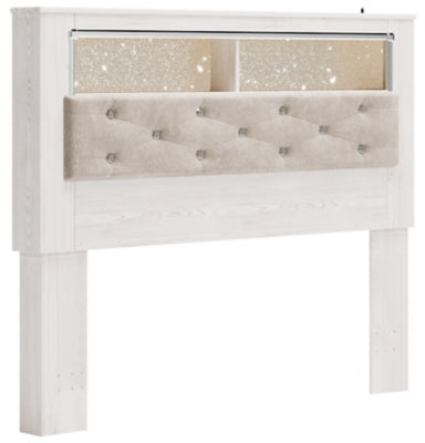 Altyra Queen Bookcase Headboard, Dresser and Mirror  (White)