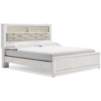 Altyra King Panel Bookcase Bed, Dresser and Mirror  (White)