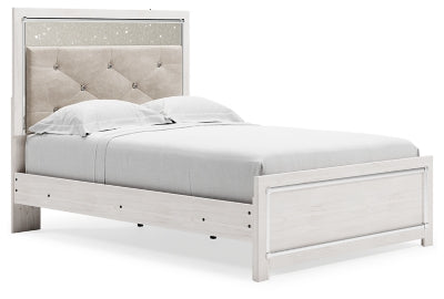 Altyra Full Panel Bed, Dresser, Mirror and Nightstand (White)