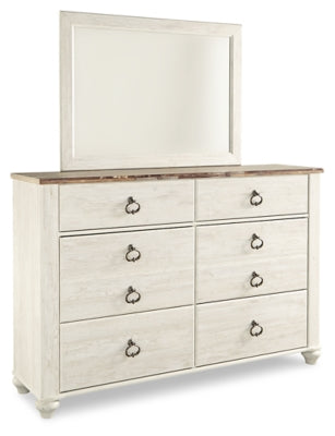 Willowton King Panel Bed, Dresser, Mirror, Chest and 2 Nightstands