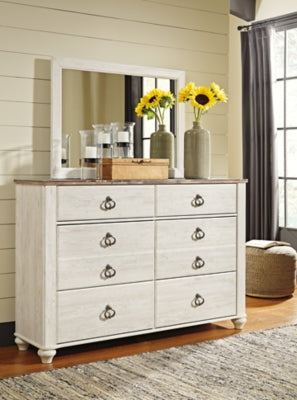 Willowton King Panel Bed, Dresser, Mirror, Chest and 2 Nightstands