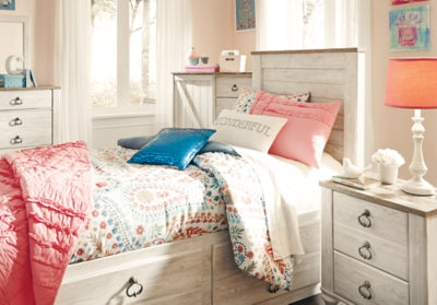 Willowton Twin Panel Bed with 2 Storage Drawers