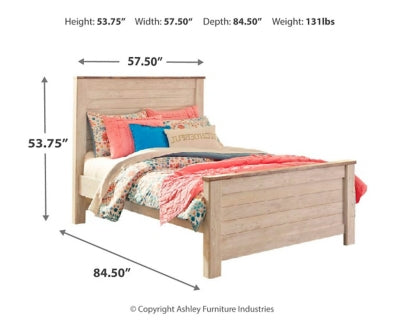 Willowton Full Panel Bed, Dresser, Mirror, 2 Chests and nightstand