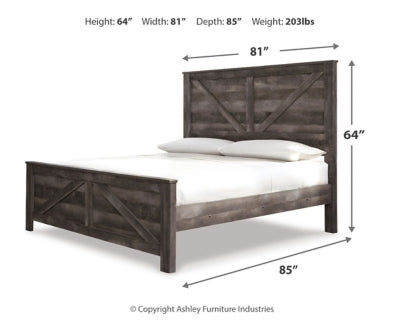 Wynnlow King Crossbuck Panel Bed, Dresser, Mirror and Nightstand