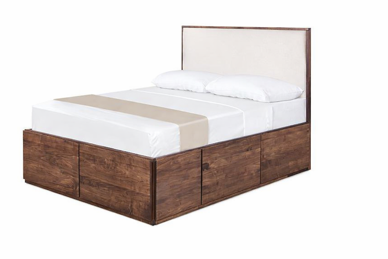 AlaCarte Lisbon Condo Platform Bed Collection with Upholstered Headboard and storage