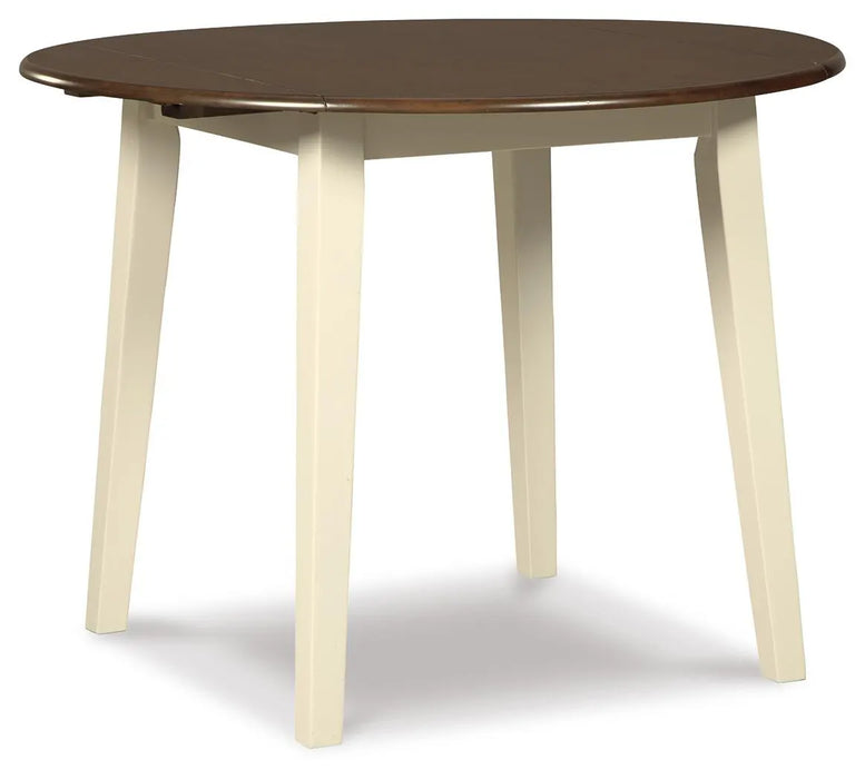 Woodanville - Round DRM Drop Leaf Table Only - Cream / Brown