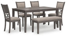 Wrenning Dining Table and 4 Chairs and Bench (Set of 6)