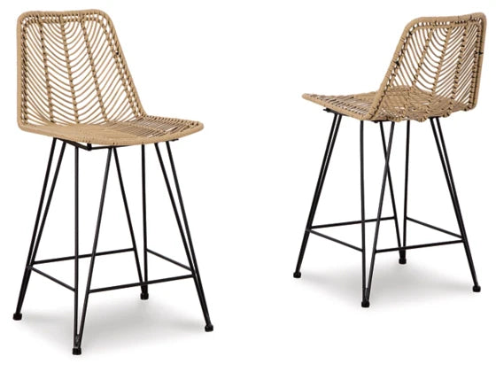 Angentree Counter Height Bar Stool (set of 2) - Natural/Black