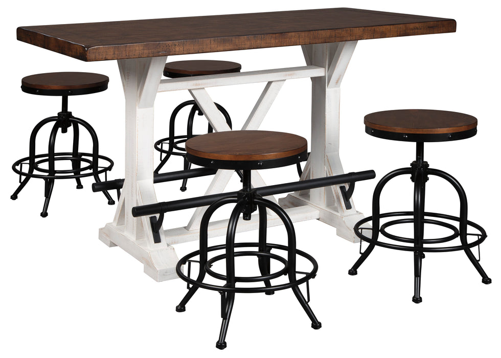 Valebeck Counter Table with x4 Swivel Barstool - Furniture Depot (6183479771309)