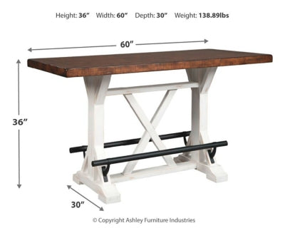 Valebeck Counter Height Dining Table, 4 Barstools and Server