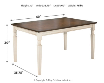 Whitesburg Dining Table with 4 Chairs and Bench