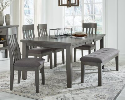 Hallanden Dining Table, 4 Chairs, and Bench