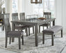 Hallanden Dining Table, 4 Chairs, and Bench