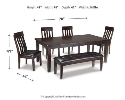 Haddigan Dining Table with 4 Chairs and Bench