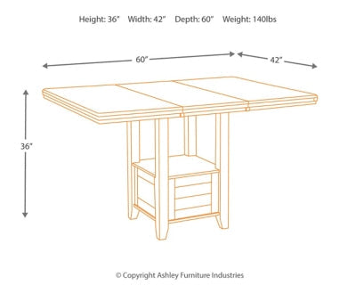 Haddigan Counter Height Dining Table, 4 Barstools and Server