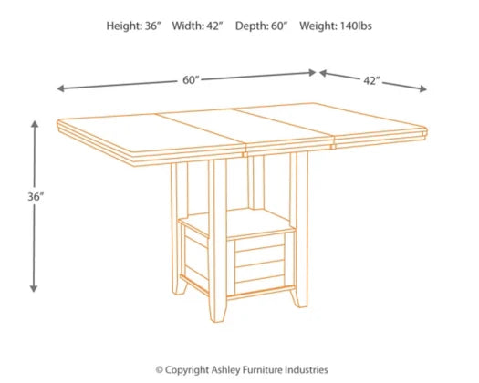 Haddigan Dark Brown 5 Pc. Counter Extension Table, 4 Barstools