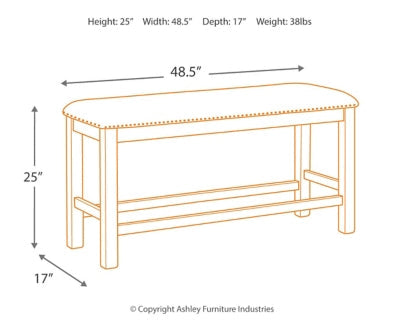 Moriville Counter Height Dining Table and 2 Barstools and Bench