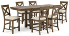 Moriville Counter Height Dining Table and 6 Barstools