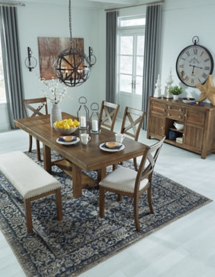 Moriville Dining Table and 4 Chairs and Bench