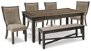 Tyler Creek Dining Table and 4 Chairs with Bench