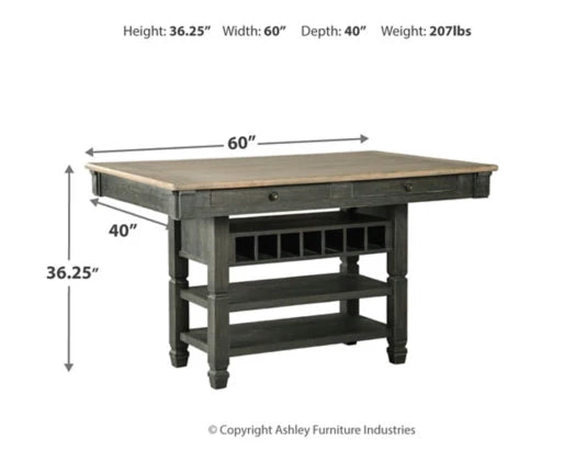 Tyler Creek Dark Gray 5 Pc. Counter Table, 4 Barstools