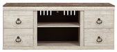 Willowton LG TV Stand w/Fireplace Option - Whitewash (RTA) - Furniture Depot