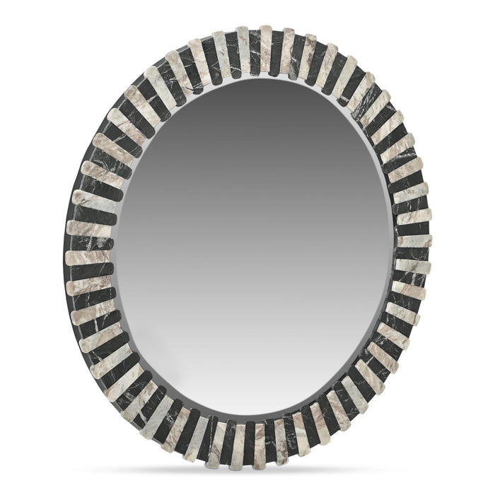 Isolde Mirror Black and Beige Marble