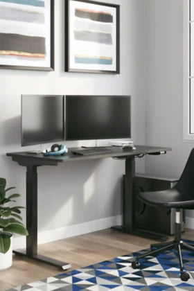 Lynxtyn Adjustable Height Home Office Desk - Black - Furniture Depot (7886855340280)