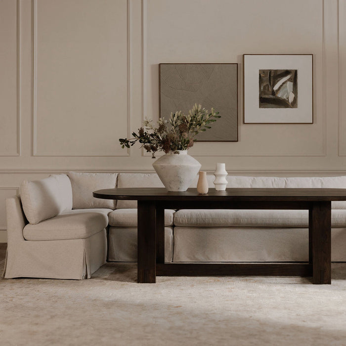 Fable Slipcover Dining Banquette L-Shape Beige