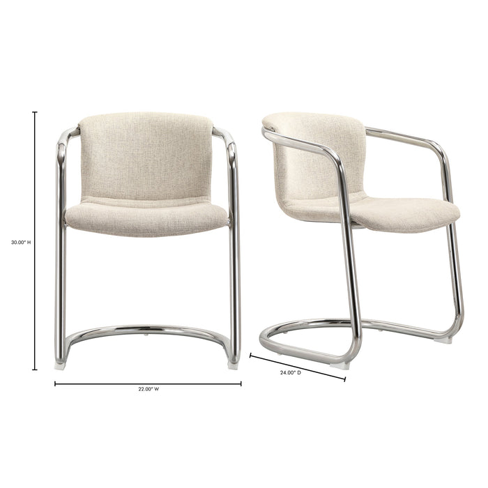 Freeman Chrome Frame Dining Chair Blended Cream - Set Of Two