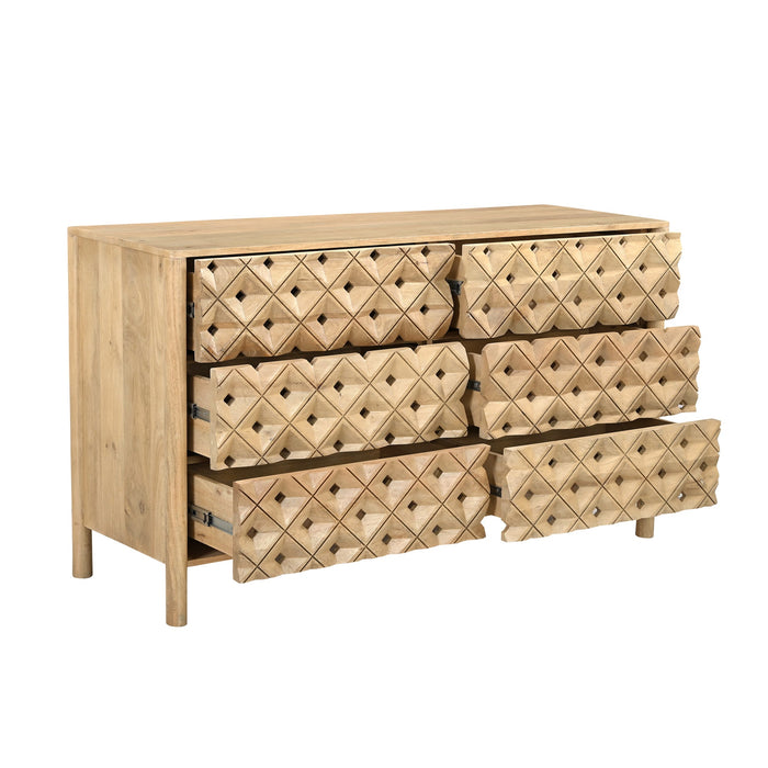 Fulton 6 Drawer Dresser Natural