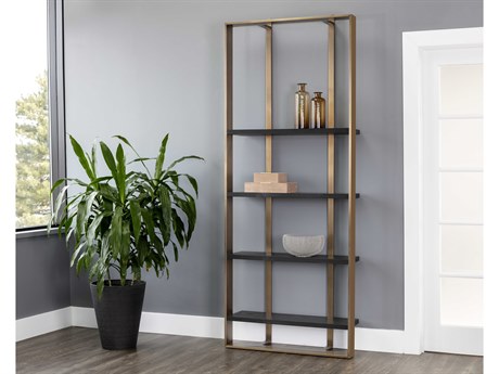 Dalton Bookcase -Antique Brass / Black
