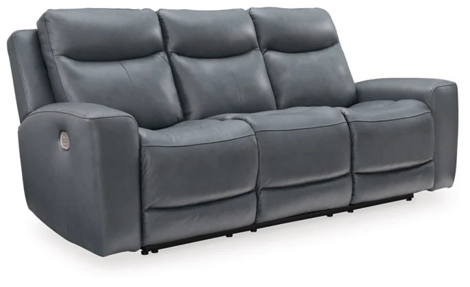 Mindanao Power Reclining Sofa with Adjustable Headrest - Steel