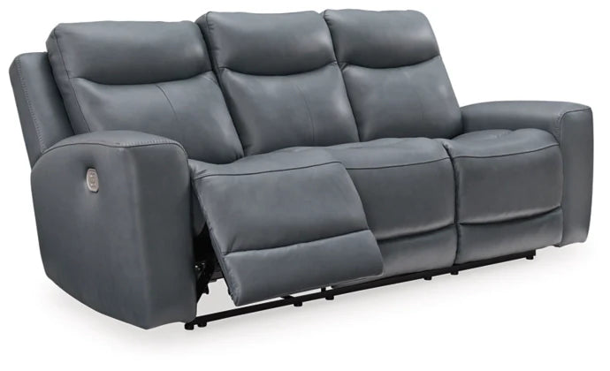 Mindanao Power Reclining Sofa with Adjustable Headrest - Steel