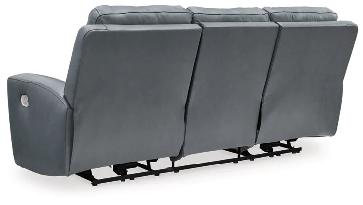 Mindanao Power Reclining Sofa with Adjustable Headrest - Steel