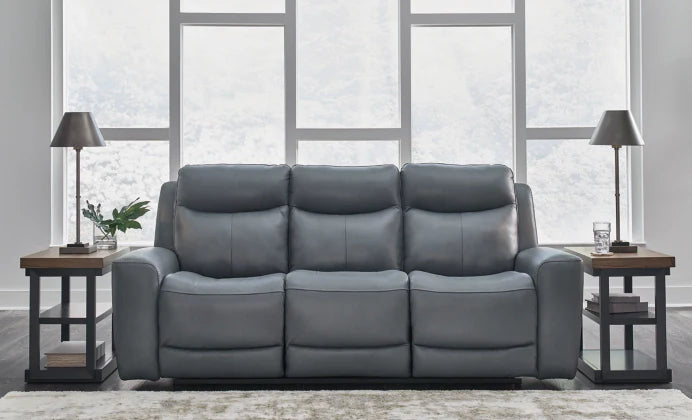 Mindanao Power Reclining Sofa with Adjustable Headrest - Steel