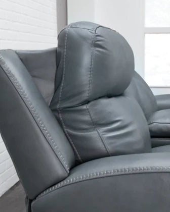 Mindanao Power Reclining Sofa with Adjustable Headrest - Steel