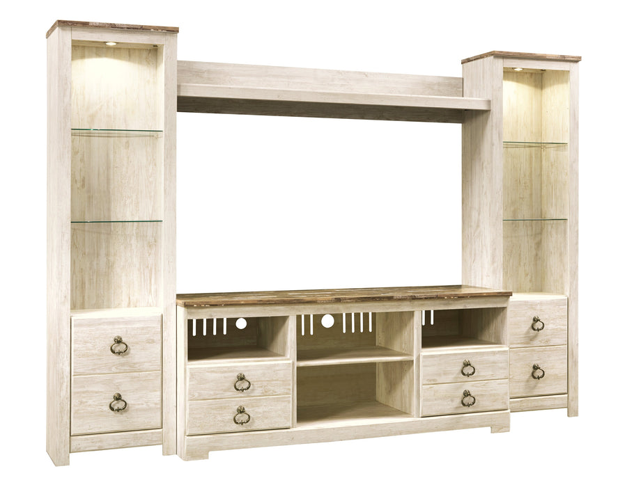 Willowton 4 Pc LG TV Stand Unit - Whitewash - Furniture Depot (6707858210989)