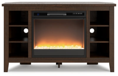 Camiburg Corner TV Stand with Electric Fireplace