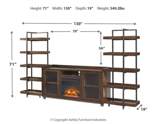 Starmore 3-Piece Entertainment Center - Brown/Gunmetal - Furniture Depot