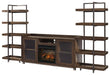 Starmore 3-Piece Wall Unit with Electric Fireplace - Brown/Gunmetal - Furniture Depot (7919468675320)