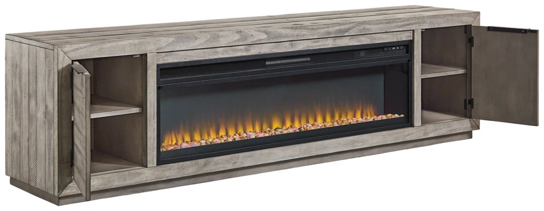 Naydell 92" TV Stand with Electric Fireplace - Furniture Depot