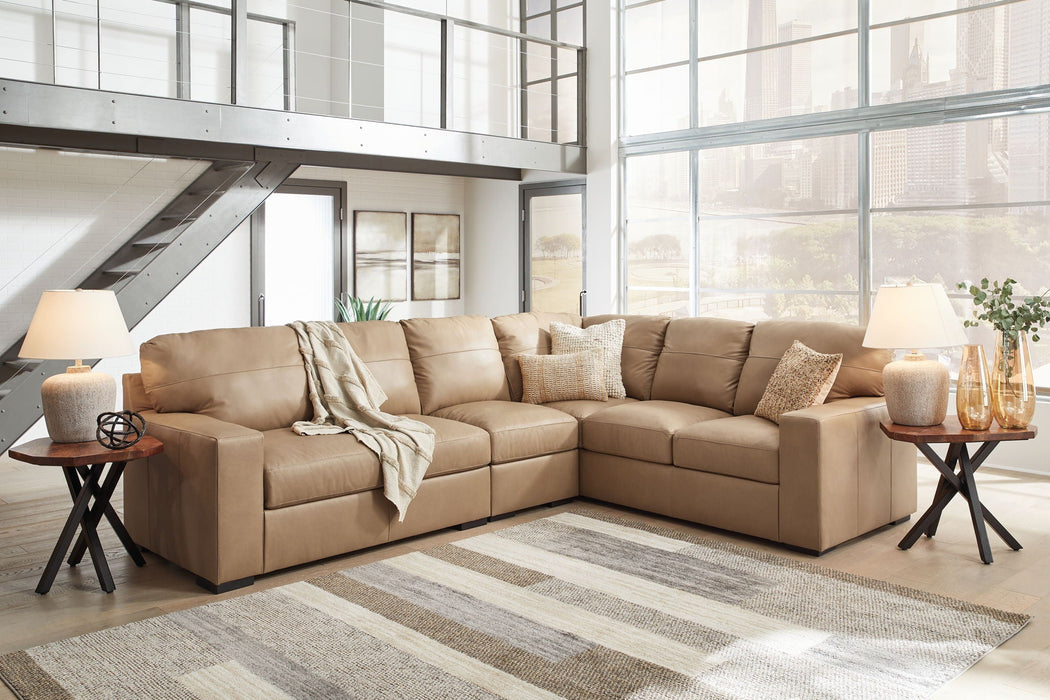 Bandon - 3-Piece Sectional With Laf Loveseat - Leather Match - Toffee