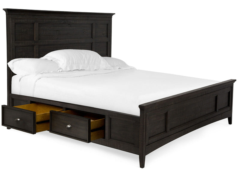 Westley Falls - Complete King Panel Bed With Storage Rails - Graphite