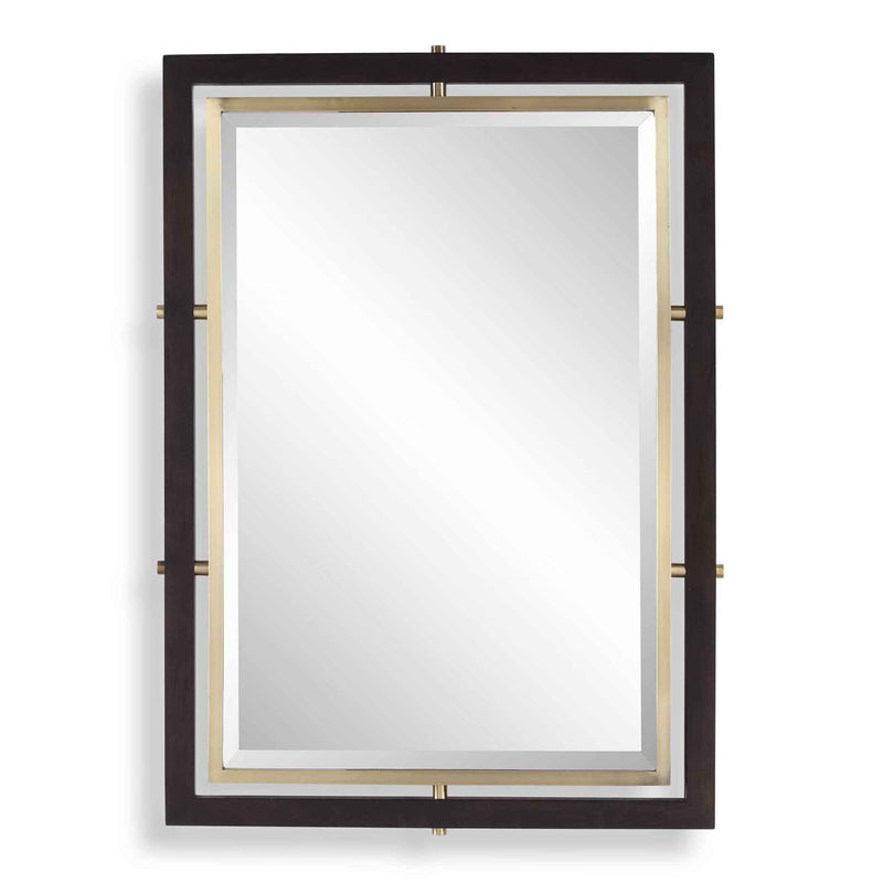 Bach - Rectangle Mirror - Walnut & Brass