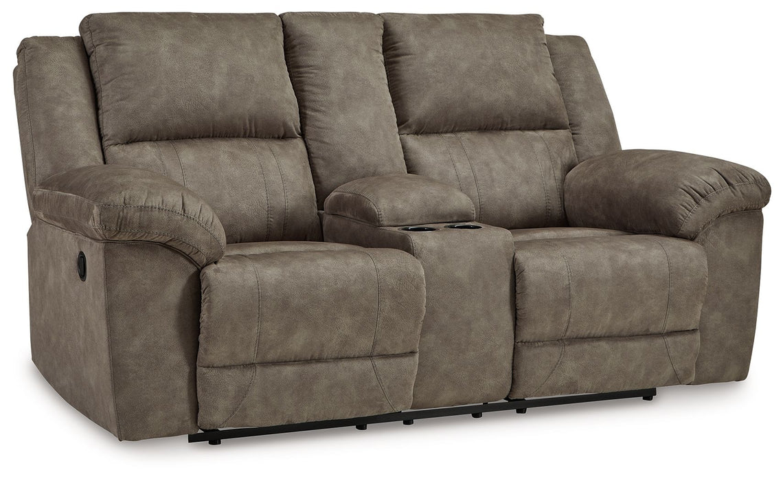 Laresview - Dbl Reclining Loveseat With Console - Faux Leather - Fossil