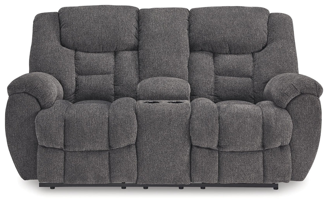 Foreside - Dbl Reclining Loveseat With Console - Fabric - Charcoal