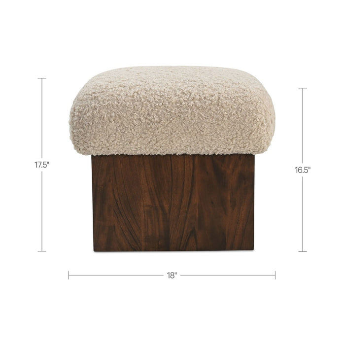 Serge - Ottoman Faux Shearling - Cream / White / Dark Brown
