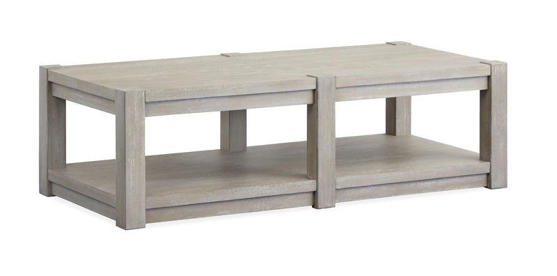 Burgess - Rectangular Shelf Cocktail Table With Casters - Calico Gray